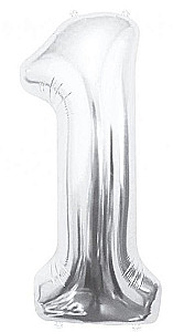 Fooliumkuul-nummer 1, hõbedane, 85 cm