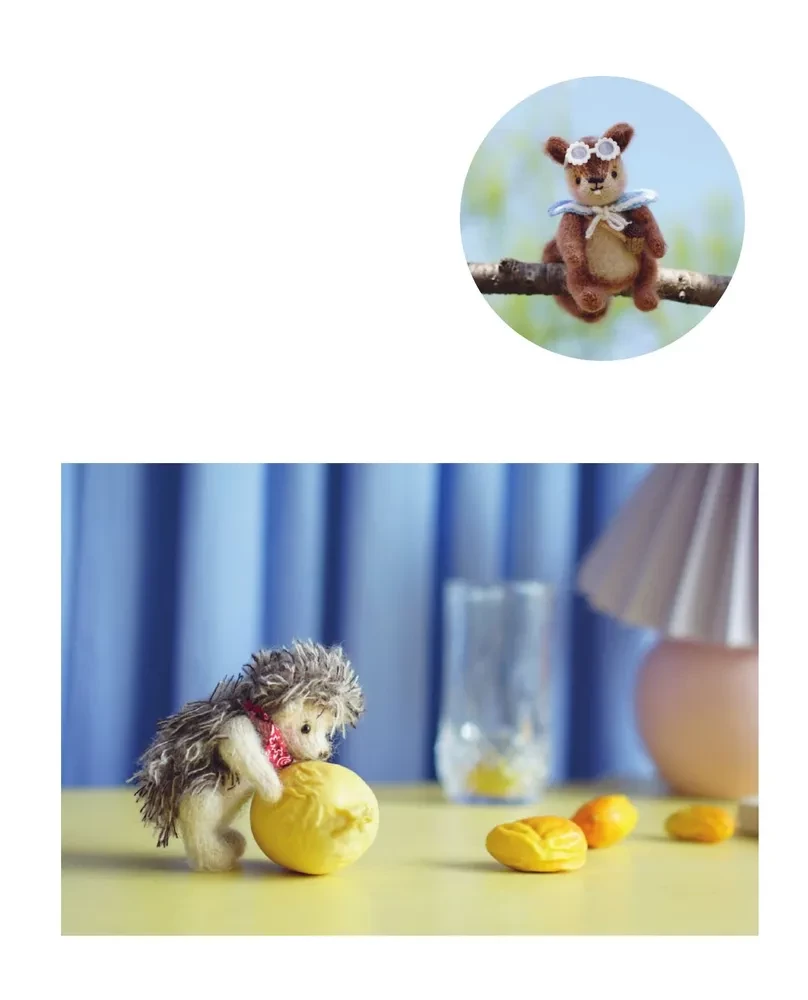 Gelenkspielzeuge auf Stricknadeln. Weich, flauschig, beweglich