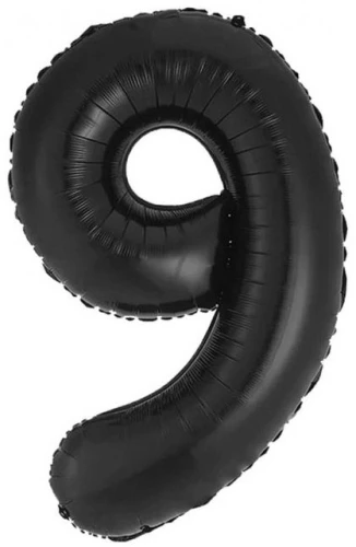 Fooliumballoon number 9, matt must, 85 cm