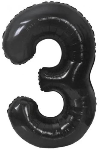 Fooliumballoon number 3, matt must, 85 cm