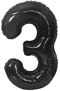 Fooliumballoon number 3, matt must, 85 cm