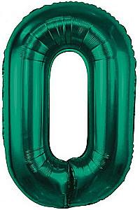 Balon foliowy w kształcie cyfry 0, zielony, 85 cm