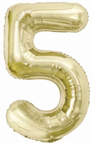 Fooliumballoon number 5, šampanja, 85 cm