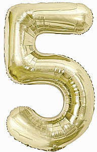 Balon foliowy w kształcie cyfry 5, szampański, 85 cm