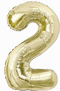 Balon foliowy cyfra 2, kolor szampanowy, 85 cm