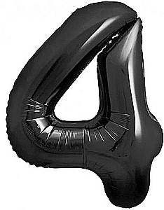 Balon foliowy cyfra 4, matowa czarna, 85 cm