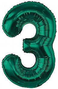 Balon foliowy w kształcie cyfry 3, zielony, 85 cm