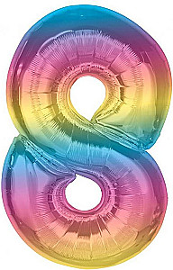 Balon foliowy w kształcie cyfry 8, tęczowy, 92 cm