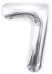Folijuotas balionas-numeris 7, sidabrinis, 85 cm
