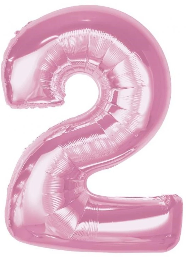 Folienballoon Zahl 2, zartrosa, 92 cm