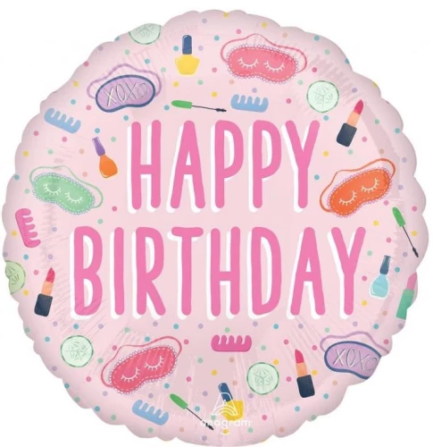 Фольгированный шар - Happy Birthday SPA kosmetik, розовый, 46 см