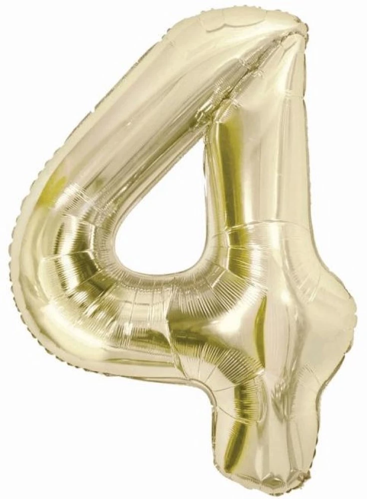 Folienballon Zahl 4, Champagner, 85 cm