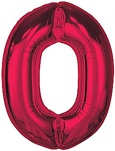Фольгированный шар-цифра 0, красная, 92 см