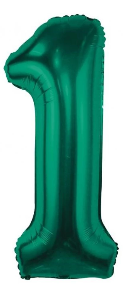 Foil Balloon Number 1, Green, 85 cm