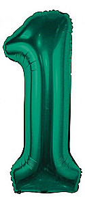 Foil Balloon Number 1, Green, 85 cm