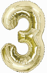 Foil Balloon Number 3, Champagne, 85 cm