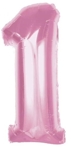 Folijas balons cipars 1, maigi rozā, 92 cm