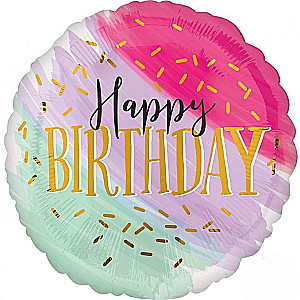 Foil Balloon - Happy Birthday Water Color, 46 cm