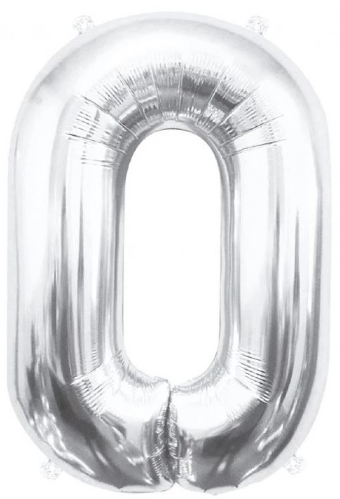 Folijas bumba-cipars 0, sudraba, 85 cm