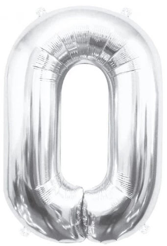 Folijas bumba-cipars 0, sudraba, 85 cm