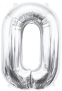Folijas bumba-cipars 0, sudraba, 85 cm
