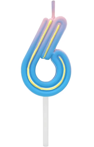Świeca na tort - 6, neon