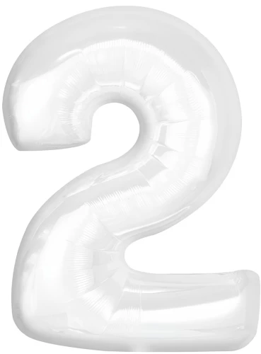 Balon foliowy - cyfra 2, biały