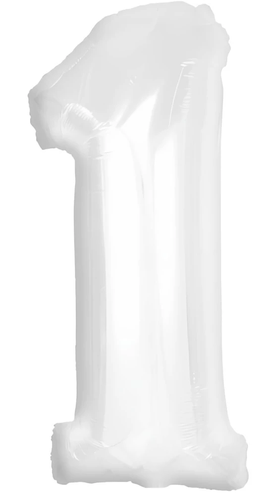 Folijas balons - cipars 1, balts