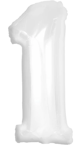 Folijas balons - cipars 1, balts