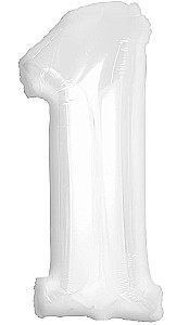 Folijas balons - cipars 1, balts