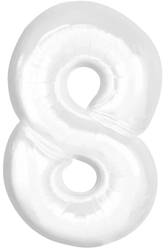 Folijas balons - cipars 8, balts