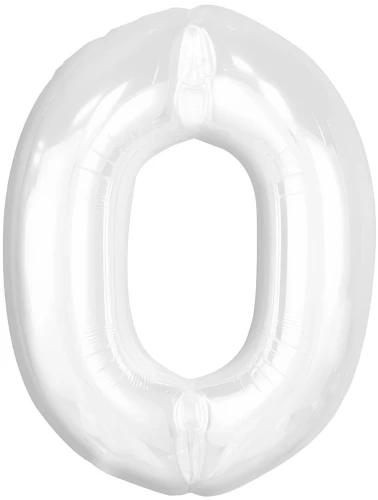 Folijas balons - cipars 0, balts
