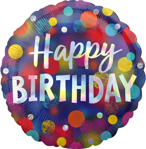 Folijas balons - Happy Birthday Party Dots