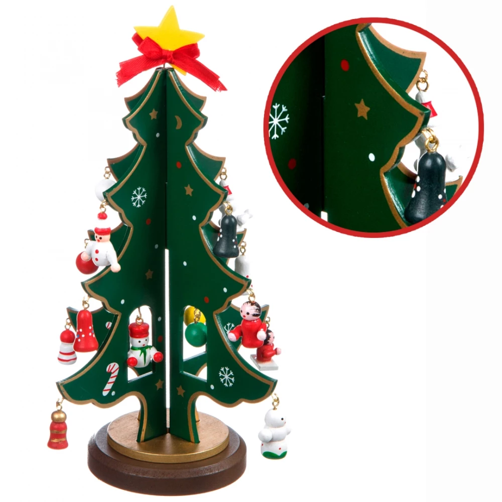 Holz-Weihnachtsbaum 3D mit Spielzeug