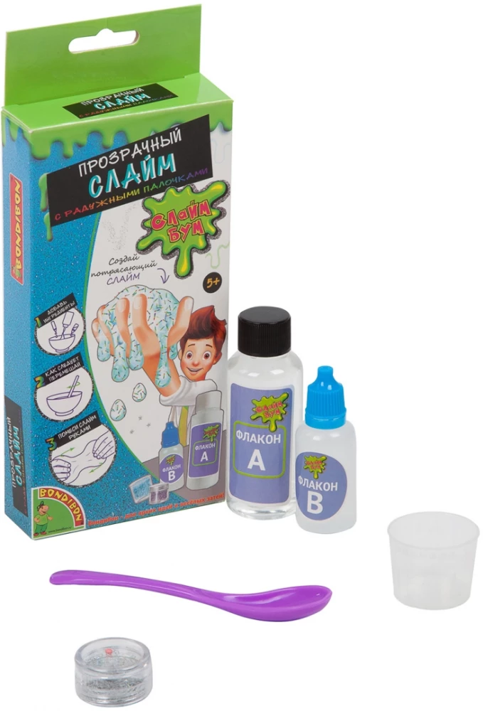 French Experiments. Transparent Slime with Rainbow Sticks