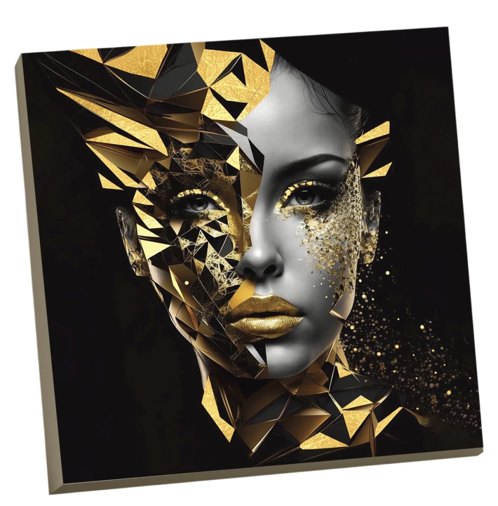 Numbered Painting with Gold Leaf 30x30 cm - Golden Girl