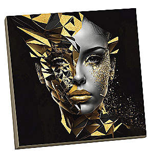 Numbered Painting with Gold Leaf 30x30 cm - Golden Girl