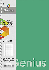 A4 spiralinė užrašinė, 80 lapų linijomis Genius, asorti
