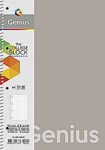 A4 spiralinė užrašinė, 80 lapų linijomis Genius, asorti