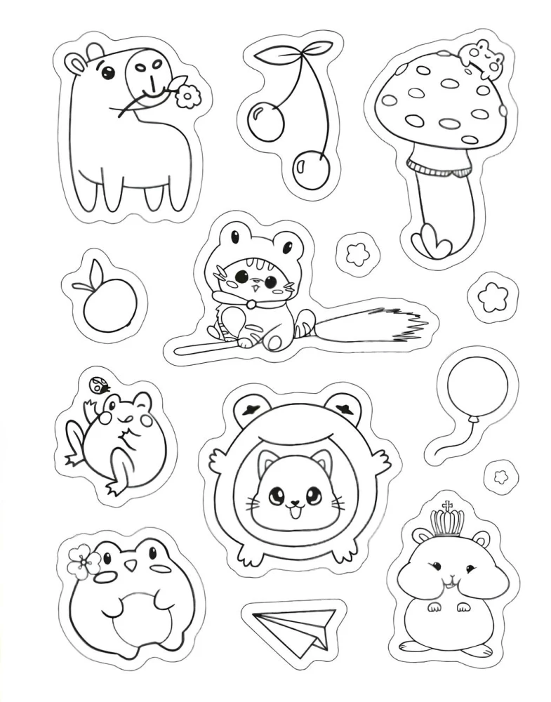 Malbuch-Stickerbuch. Wasserschweine und ihre Freunde