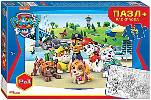 Puzzle 24 maxi - Paw Patrol with coloring