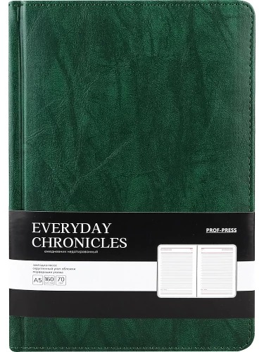 Ikdienas grāmatiņa A5 Everyday Chronicles — Emerald, nedatēta, 160 lapas, zaļa