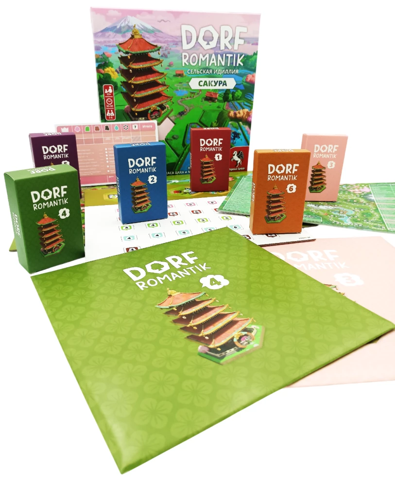 Brettspiel - Dorfromantik. Ländliche Idylle. Sakura