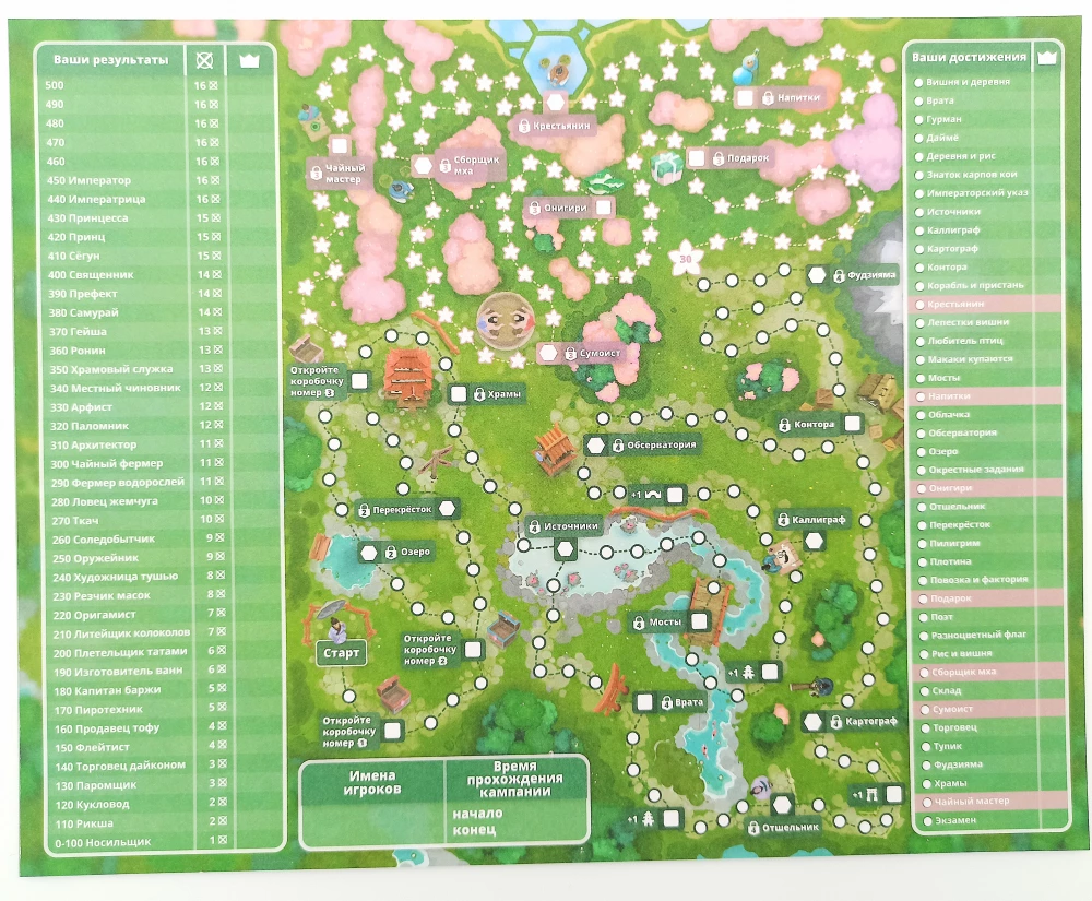 Brettspiel - Dorfromantik. Ländliche Idylle. Sakura