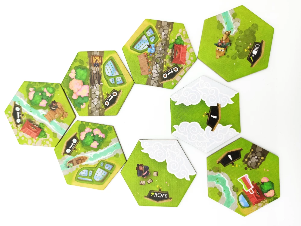 Brettspiel - Dorfromantik. Ländliche Idylle. Sakura