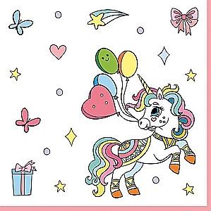 Napkins - Unicorn, 33x33 cm, 20 pieces