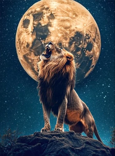 Numbered Painting 40x50 - Lion Under the Moon, LED Backlight