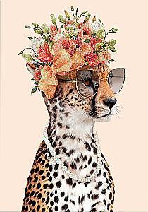 Crystal Diamond Painting by Numbers 40x50 - Leopard in Flowers