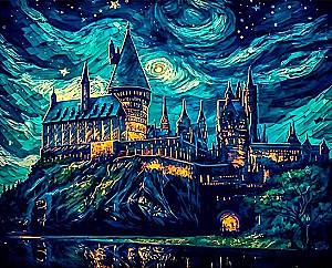 Obraz do malowania po numerach z świecącą farbą 40x50 - Hogwarts