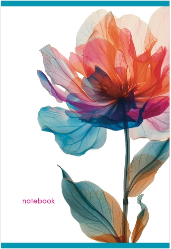 Notebook – Flowers, A4, 48 sheets, grid, assorted
